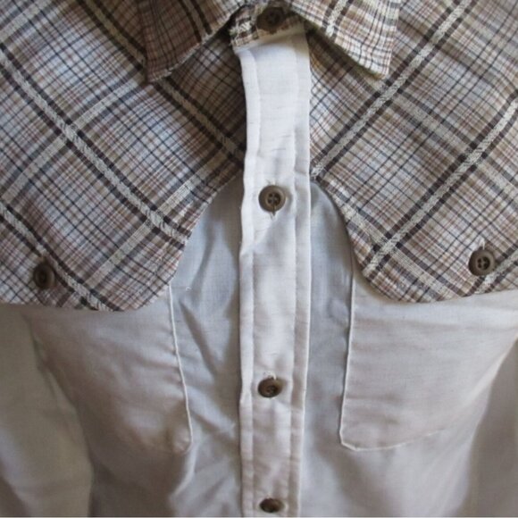 Small Vintage Men's Boho Western Shirt 70's Plaid Top Disco Cowboy H.I.S. button - Picture 1 of 9